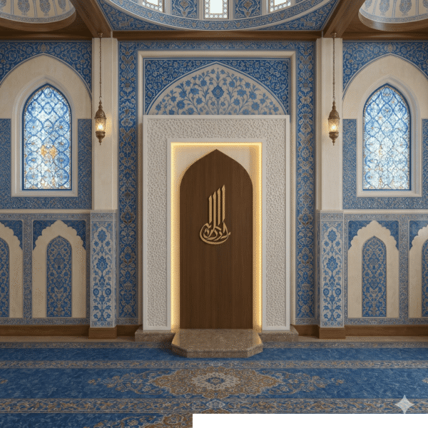 Mihrab en bois pour mosquée – Modèle WMH-0027 – WMH-0041 – Vue détaillée 3