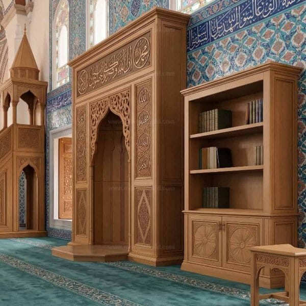 Mihrab en bois pour mosquée – Modèle WMH-0027 – Vue détaillée 3