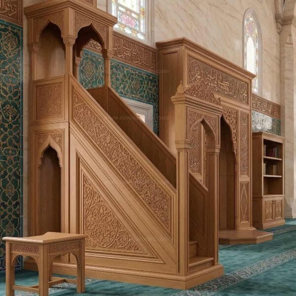 Mihrab en bois pour mosquée – Modèle WMH-0027 – Vue détaillée 2