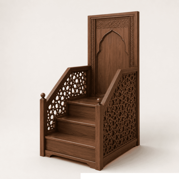 Decorative Wooden Mosque Minbar with Islamic Motifs – detail view 1