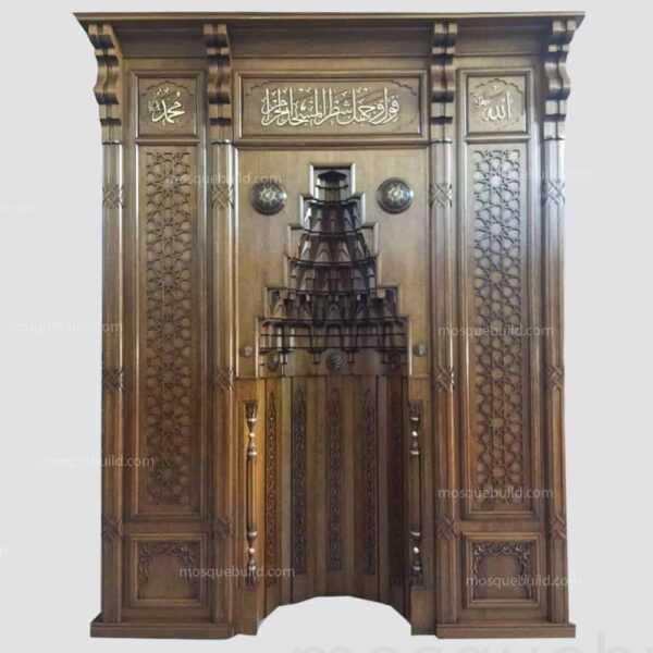 Classic Wooden Mosque Mihrab – Model WMH-0034 – wooden mosque mihrab detail view 2