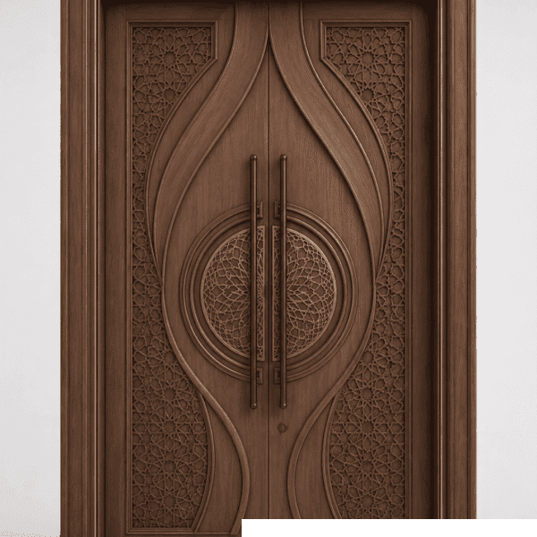 Ceviz Ahşap Cami Kapısı – Model WDR-0081 – el işçiliği kündekâri cami kapısı detay görünümü 2