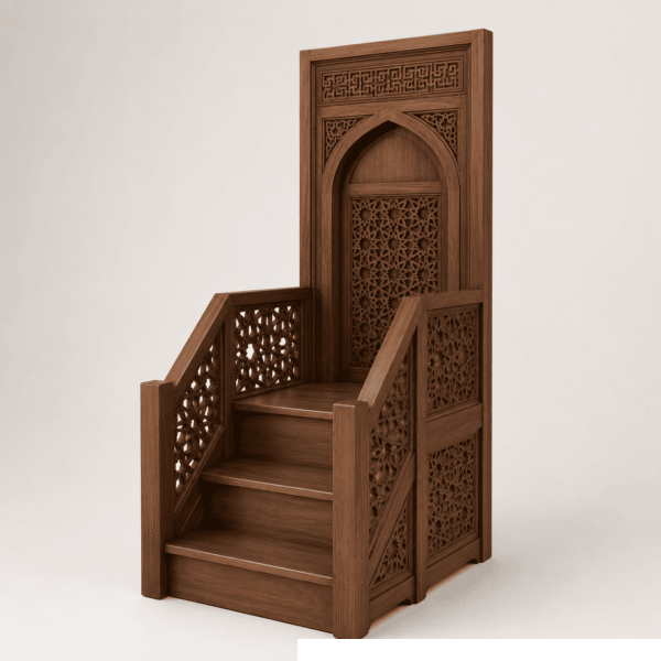 Decorative Wooden Mosque Minbar with Islamic Motifs – detail view 2