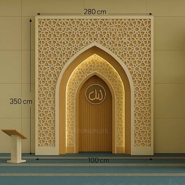 محراب مسجد خشبي حديث – موديل WMH-0003 – عرض تفصيلي 1