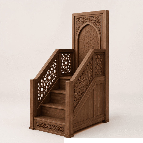 Decorative Wooden Mosque Minbar with Islamic Motifs – detail view 3