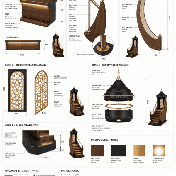 modern Holz-Minbar für Moscheen
