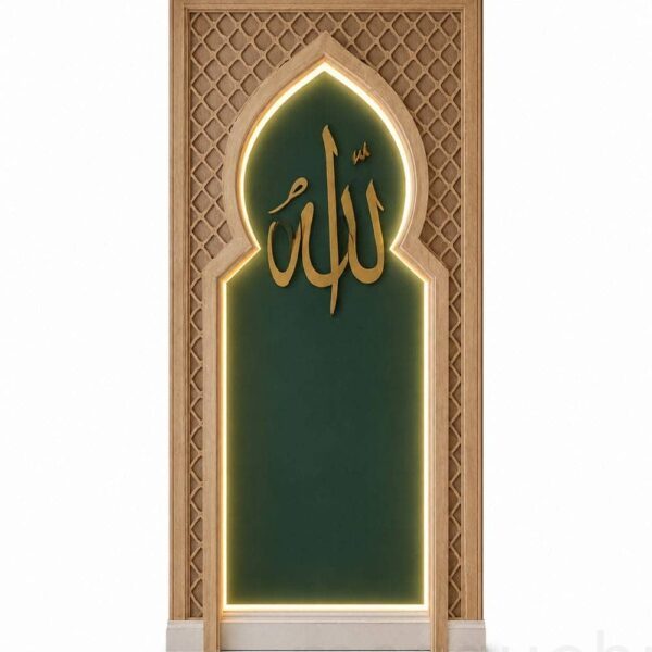 Custom Prayer Room Interior Design – Model PR-0012 – custom wooden mosque mihrab