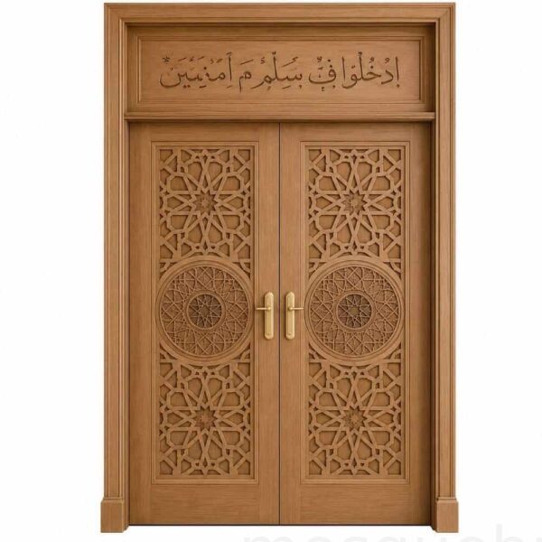Modern Carved Wooden Mosque Door – custom handcrafted kundekari mosque door