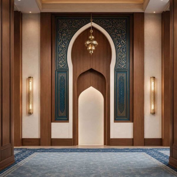 Mihrab en bois pour mosquée – Modèle WMH-0030 – Vue détaillée 1