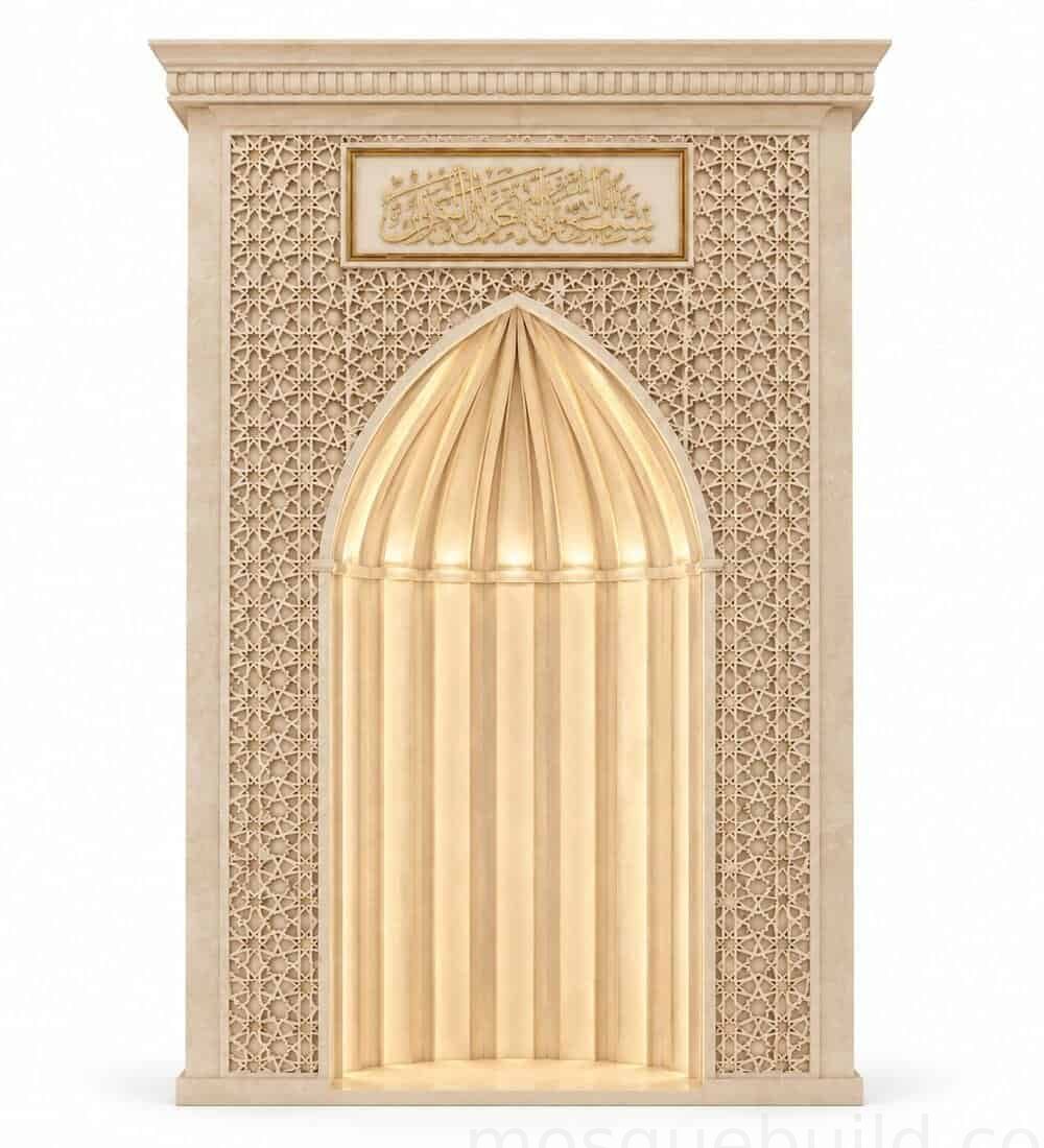 Luxury Calligraphy-Decorated Marble Mosque Mihrab | MosqueBuild Luxury Calligraphy-Decorated Marble Mosque Mihrab – custom marble mosque mihrab