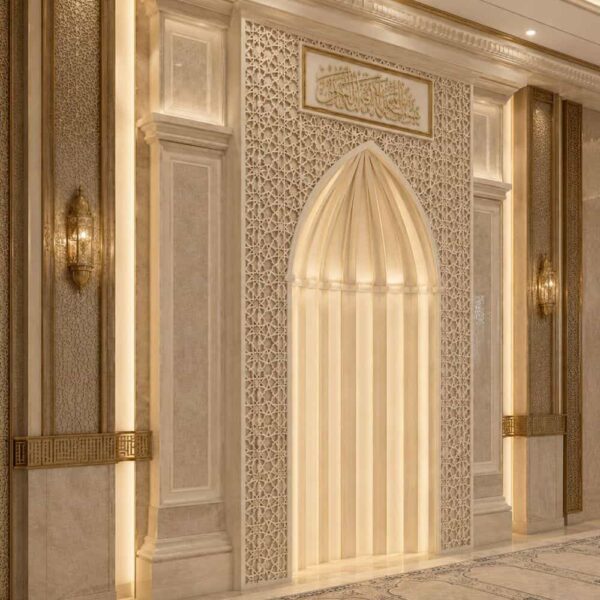 Luxury Calligraphy-Decorated Marble Mosque Mihrab – wooden mosque mihrab detail view 3