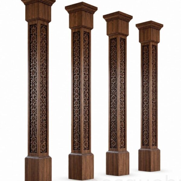 Carved CNC-Carved Walnut Wooden Mosque Door – Model WDR-0039 – custom handcrafted kundekari mosque door