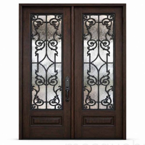 Double-Leaf Wooden Mosque Door – Model WDR-0020 – custom handcrafted kundekari mosque door