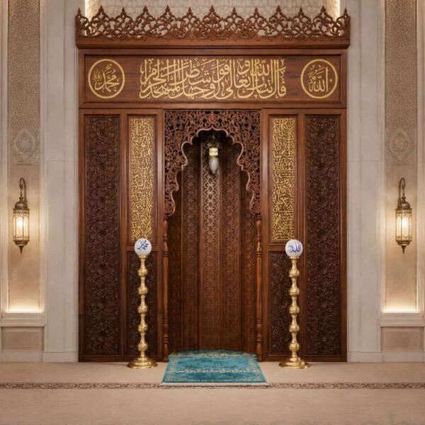 Wooden Mosque Mihrab – WA-07 – wooden mosque mihrab detail view 3