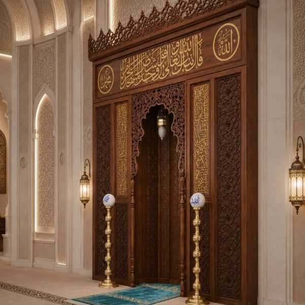 Wooden Mosque Mihrab – WA-07 – wooden mosque mihrab detail view 4