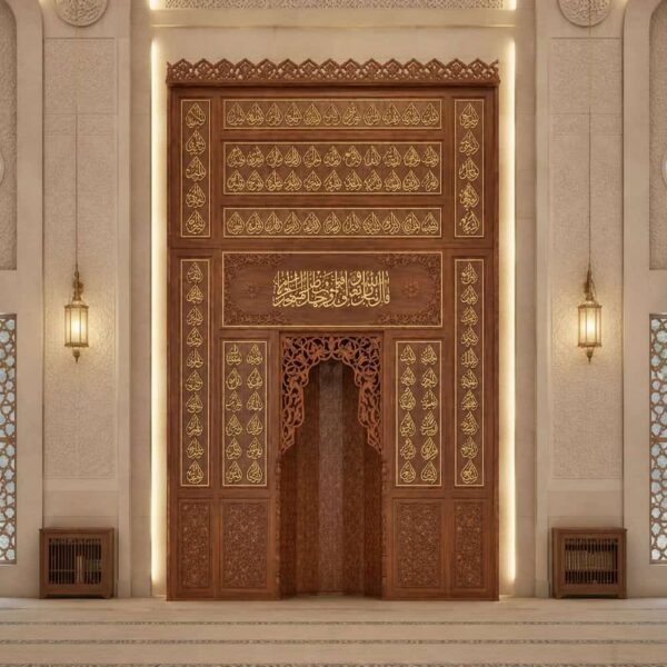 Wooden Mosque Mihrab – WA-06 – wooden mosque mihrab detail view 1