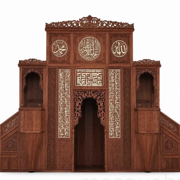 Ahşap Cami Mihrap, Minber ve Vaaz Kürsüsü Seti – Model WA-01