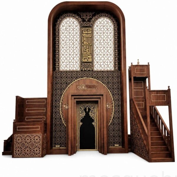 Ahşap Cami Mihrap, Minber ve Vaaz Kürsüsü Seti – Model WP-03
