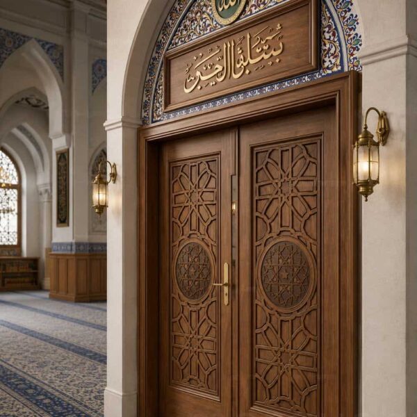 Modern Ahşap Cami Kapısı – Model WDR-0006 – Detay Görünümü 1