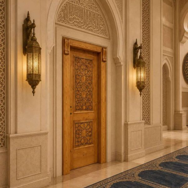 Wooden Mosque Door – Model WDR-0005 – handcrafted kundekari mosque door detail view 3