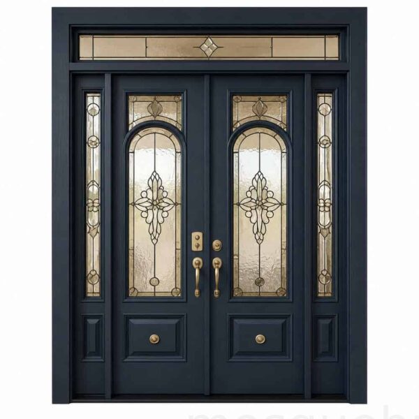 Double-Leaf Wooden Mosque Door – Model WDR-0032 – custom handcrafted kundekari mosque door