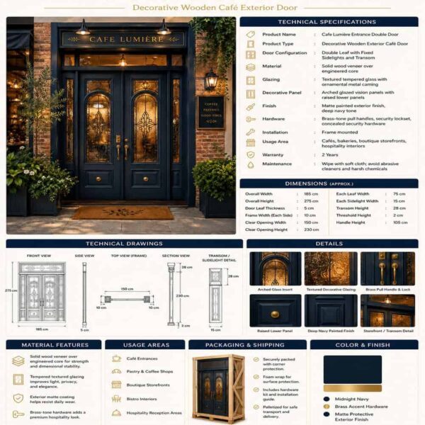 Çift Kanatlı Ahşap Cami Kapısı – Model WDR-0032 – Detay Görünümü 3