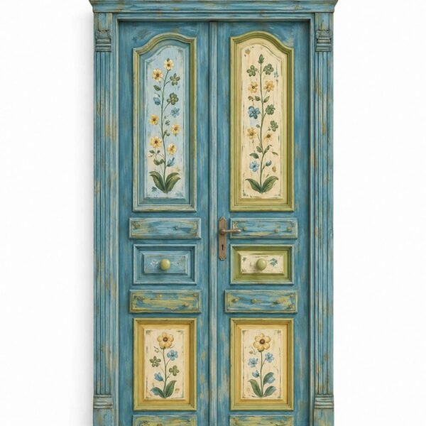 Double-Leaf Wooden Mosque Door – Model WDR-0027 – custom handcrafted kundekari mosque door