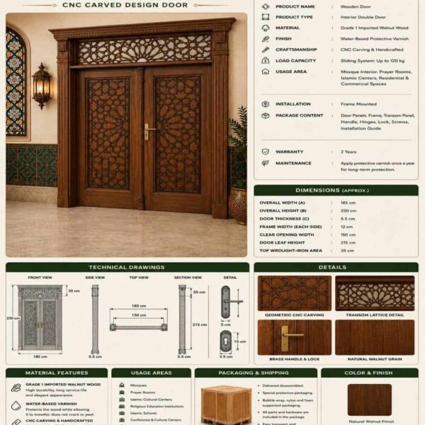 Estrade moderne Al Noor en bois pour mosquée – WDR-0074 – Vue détaillée 4