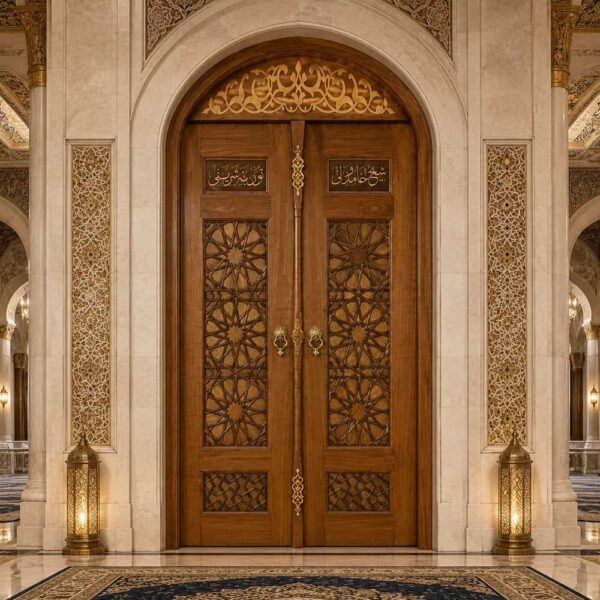 Kündekâri Wooden Mosque Door – KWD10 – handcrafted kundekari mosque door detail view 1