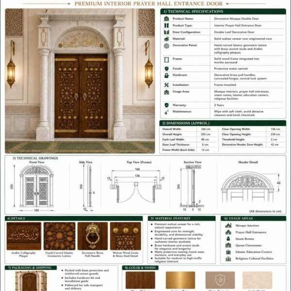 Kündekâri Ahşap Cami Kapısı – Model KWD11 – Detay Görünümü 3