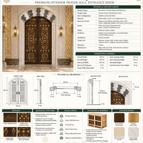 Kündekâri Ahşap Cami Kapısı – Model KWD12 – Detay Görünümü 3