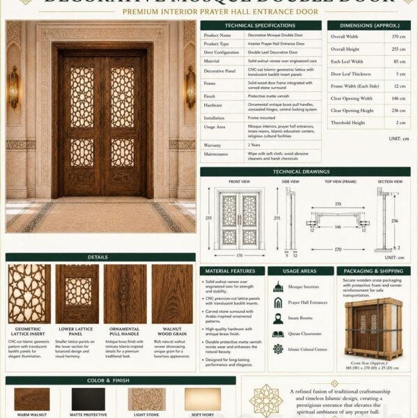 Kündekâri-Holztür für Moscheen – Modell KWD-01 – Detailansicht 9