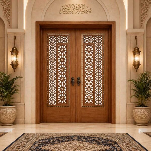 Kündekâri Wooden Mosque Door – KWD-03 – handcrafted kundekari mosque door detail view 1