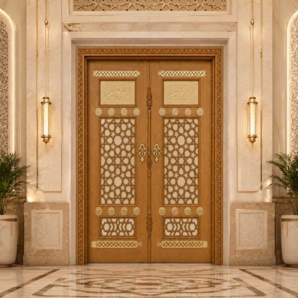 Kündekâri Wooden Mosque Door – KWD-04 – handcrafted kundekari mosque door detail view 1