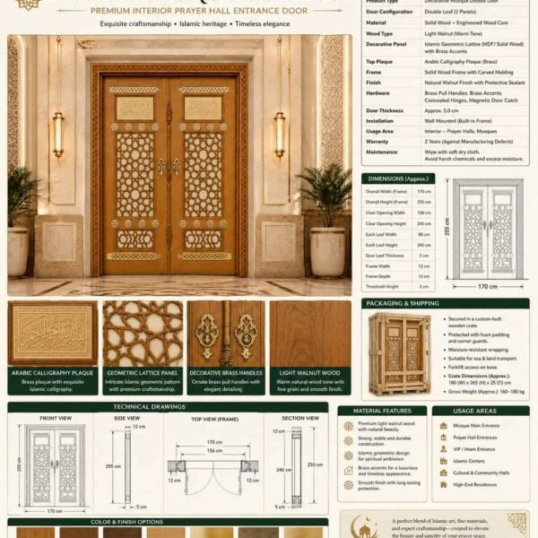 Kündekâri Wooden Mosque Door – KWD-04 – handcrafted kundekari mosque door detail view 4