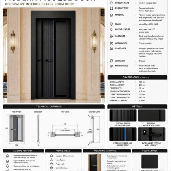 Metal Mosque Entrance Door – Model MDR-0010 – Detail View 4