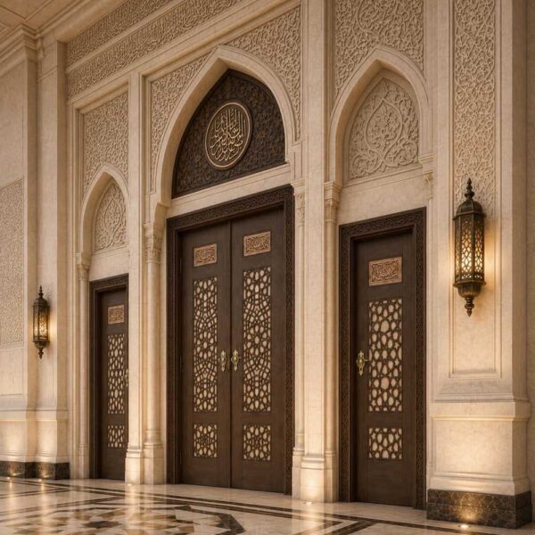 Star-Motif Kündekâri Wooden Mosque Door – KWD-06 – handcrafted kundekari mosque door detail view 5