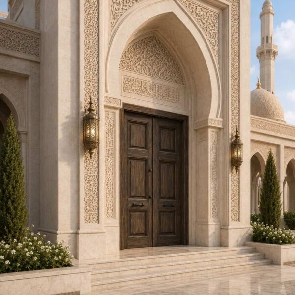 Wooden Mosque Door – WCD-12 – handcrafted kundekari mosque door detail view 3