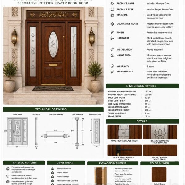 Custom Stained Glass Mosque Window – WCD-06 – Detail View 4