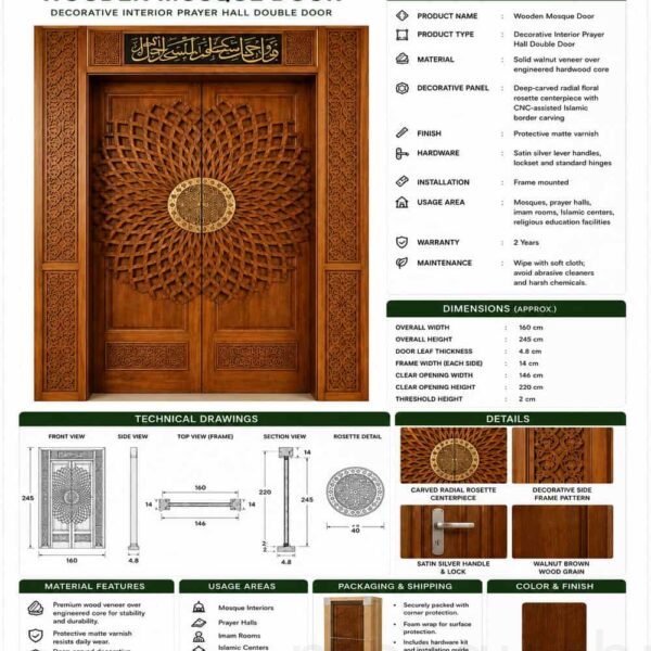 Metal Cami Giriş Kapısı – Model DOOR-03 – Detay Görünümü 4