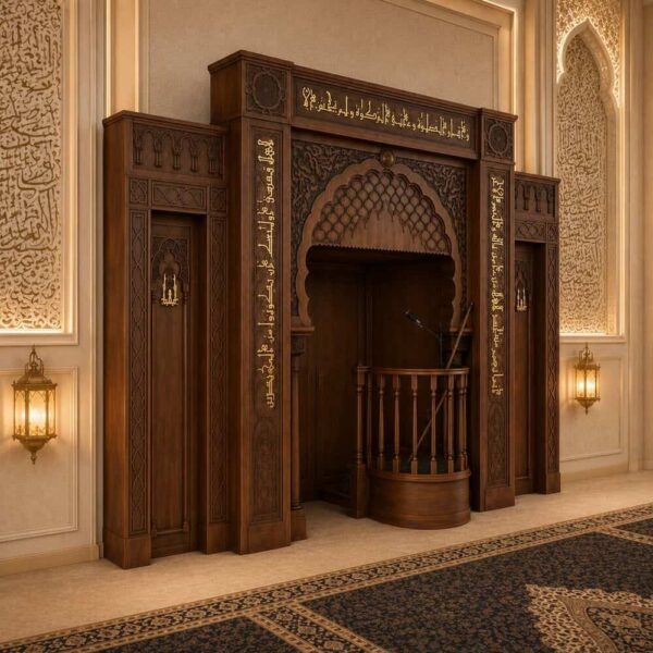 Ensemble mihrab et minbar en bois pour mosquée – modèle WST-0004 – Vue détaillée 4