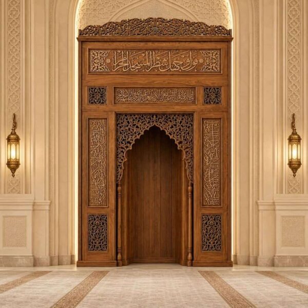 Mihrab en bois pour mosquée – Modèle WMH-0028 – Vue détaillée 1