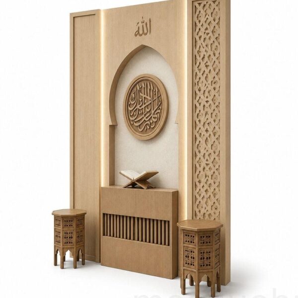 Custom Prayer Room Interior Design – Model PR-0004 – custom wooden mosque mihrab