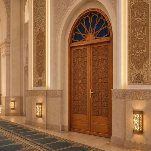 Vue de détail 2 pour le projet de mosquée : Porte de mosquée en bois de style seldjoukide
