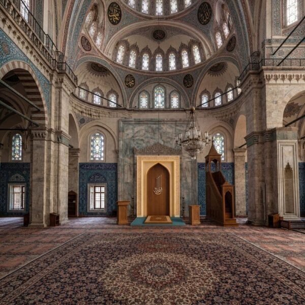 LED Wooden Mosque Mihrab and Minbar Set – Model WST-0008 – custom wooden mosque mihrab