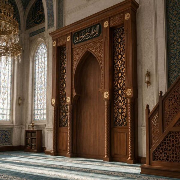 Modern Wooden Mosque Mihrab – Model WMH-0022 – wooden mosque mihrab detail view 2