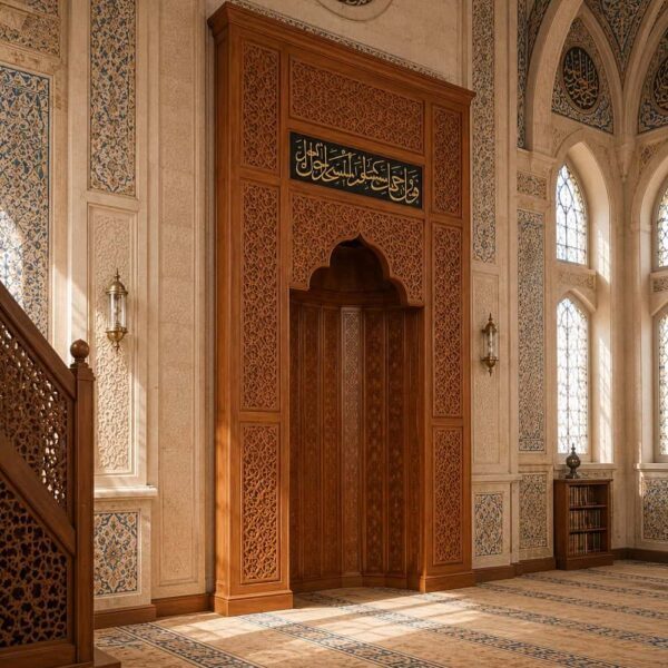 Wooden Mosque Mihrab – Model WMH-0020 – wooden mosque mihrab detail view 2