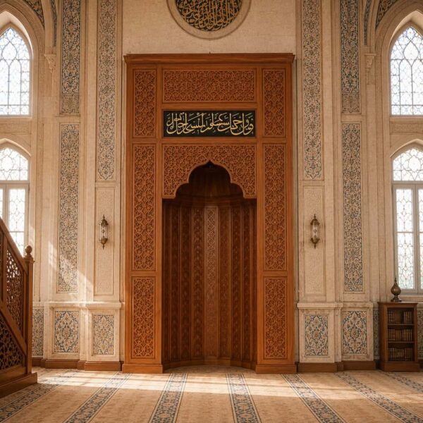 Wooden Mosque Mihrab – Model WMH-0020 – wooden mosque mihrab detail view 3