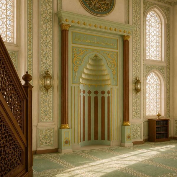 Modern Marble Mosque Mihrab – Model MMH-0006 – wooden mosque mihrab detail view 3