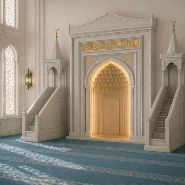 Luxury Marble Mosque Mihrab – wooden mosque mihrab detail view 1